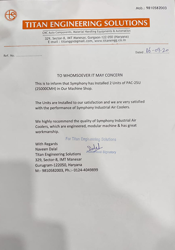 PAC-25U (25000CMH) Large Space Ventilation Cooler for Machine Shop